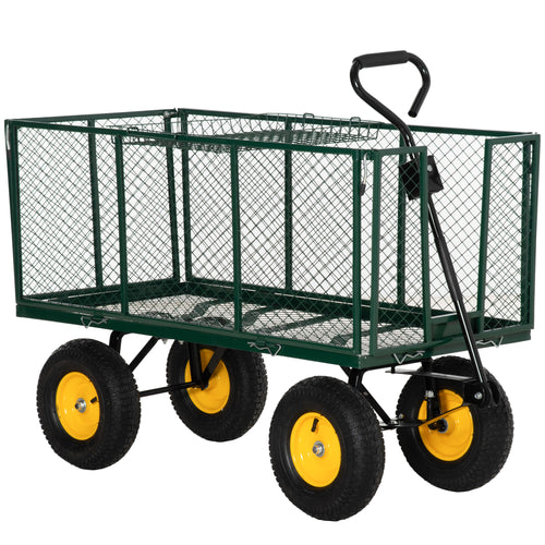 342L Utility Wagon Cart with Removable Mesh Sides to Convert into Flatbed for Beach Lawn Yard