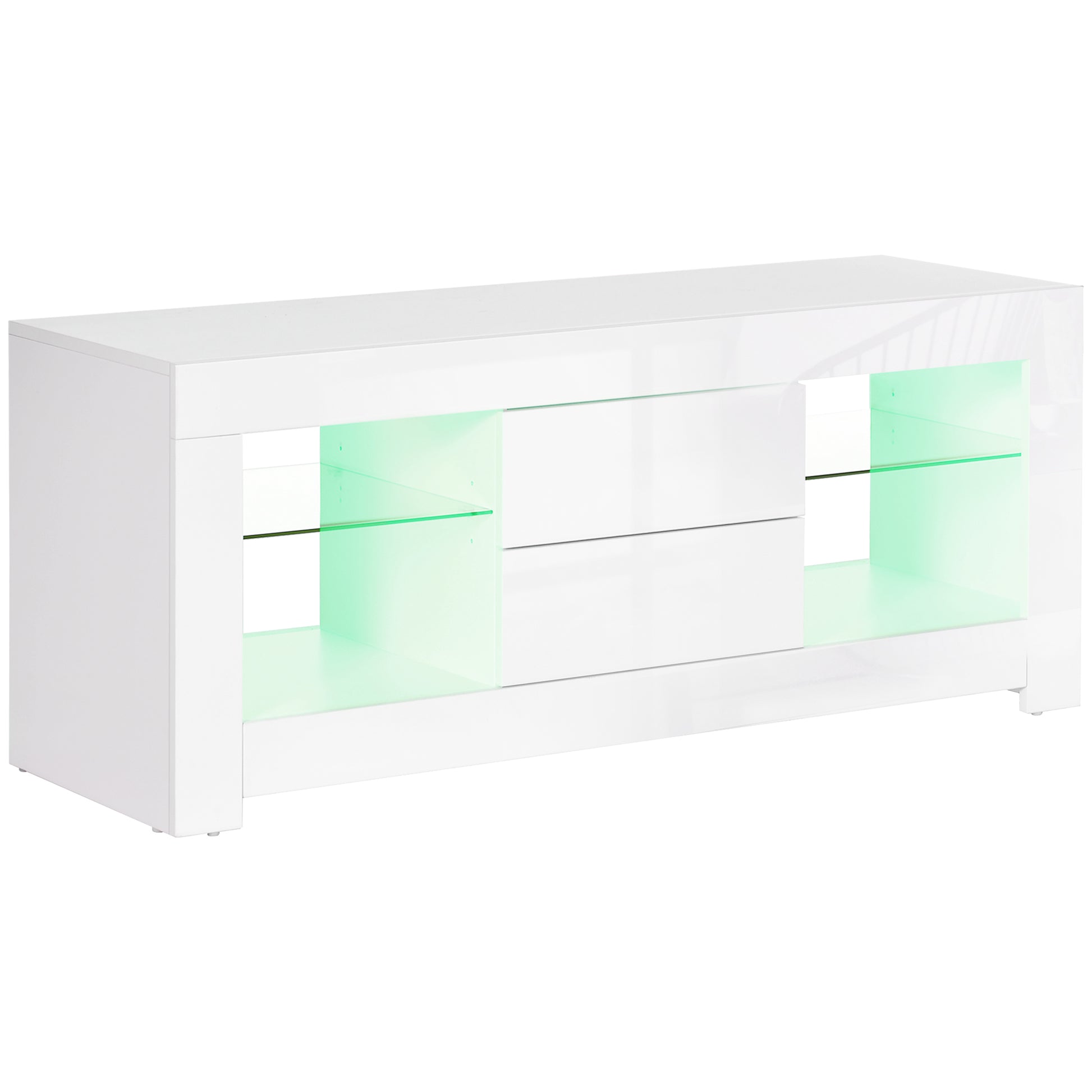 TV Stand with LED Lights for TVs up to 55", TV Cabinet with Storage Shelves and Drawers, 47.2"x15.7"x19.7", White TV Stands   at Gallery Canada