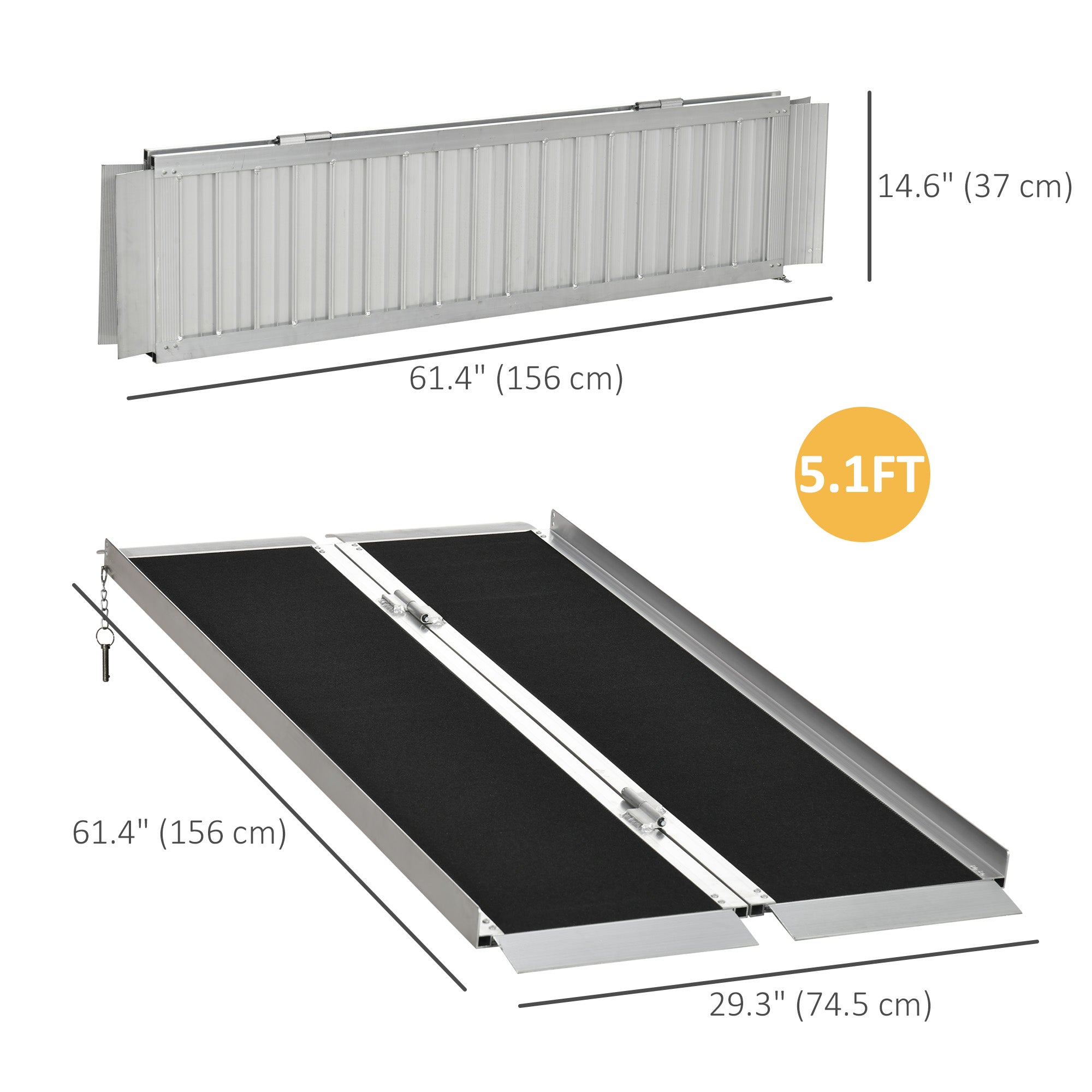 5' Portable Wheelchair Ramp Aluminum Threshold Mobility Single-fold for Scooter with Carrying Handle Knee Walker & Wheelchair Ramps at Gallery Canada
