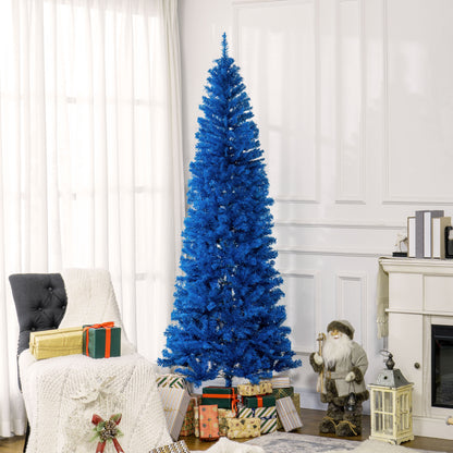 7FT Pencil Christmas Tree, Artificial Christmas Tree with Automatic Open for Home Party, Blue Pencil Christmas Trees   at Gallery Canada