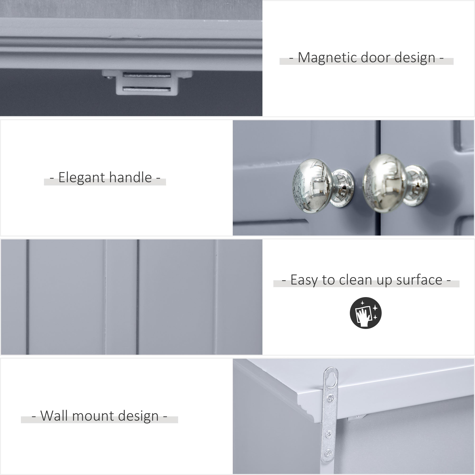 Bathroom Wall Cabinet, Medicine Cabinet, Over Toilet Storage Cabinet with Adjustable Shelf and 2 Doors for Hallway, Living Room, Gray Wall Mounted Cabinets at Gallery Canada