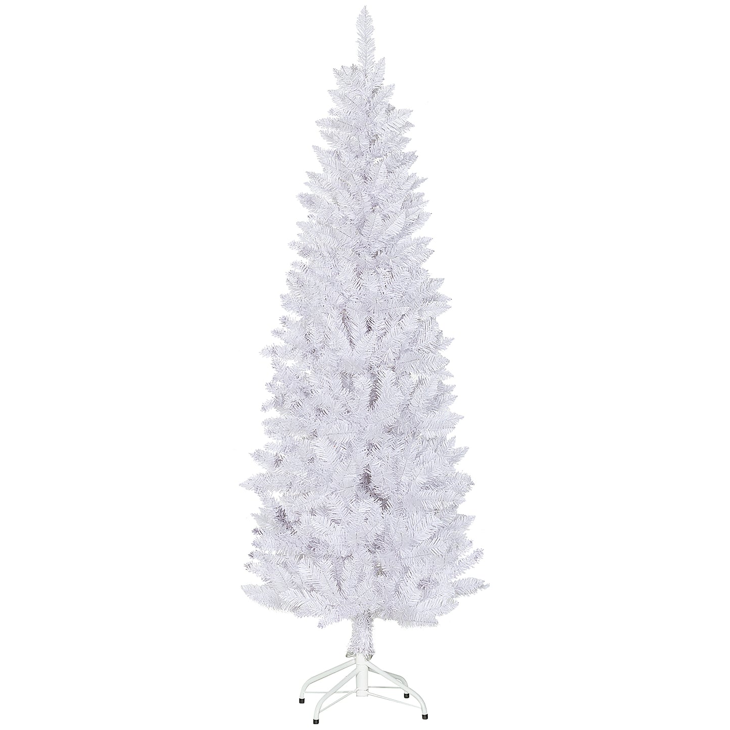 6ft Tall Pencil Artificial Christmas Tree with 479 Branch Tips with Steel Base, White Pencil Christmas Trees   at Gallery Canada