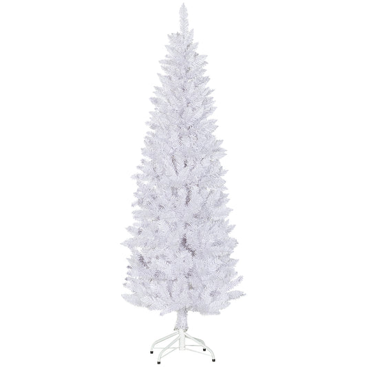 6ft Tall Pencil Artificial Christmas Tree with 479 Branch Tips with Steel Base, White Pencil Christmas Trees   at Gallery Canada