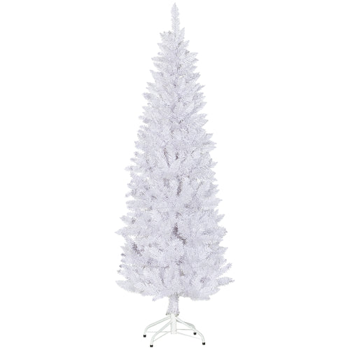 6ft Tall Pencil Artificial Christmas Tree with 479 Branch Tips with Steel Base, White