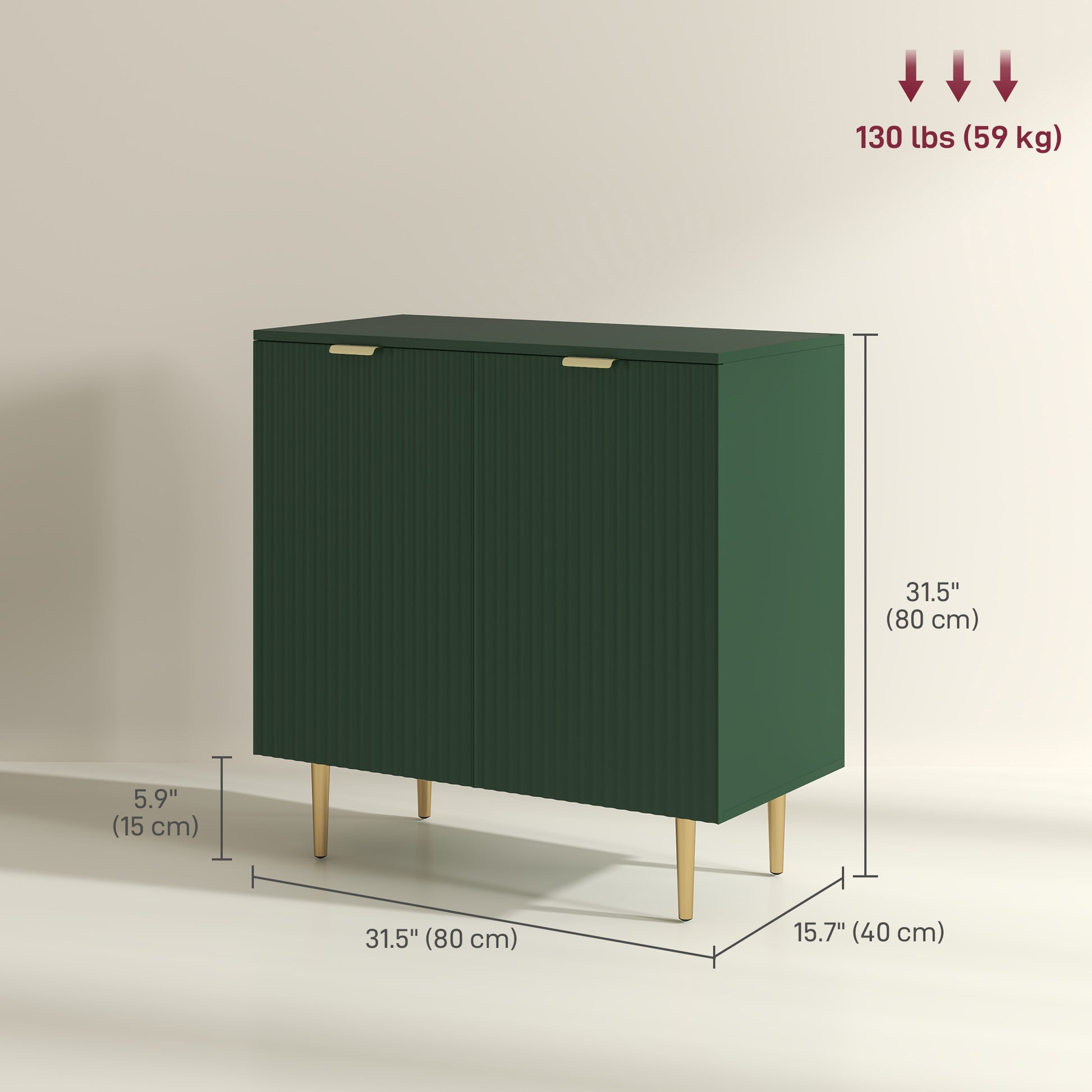 Modern Kitchen Storage Cabinet, Sideboard Buffet Cabinet with Adjustable Shelves and Metal Legs for Kitchen, Green Bar Cabinets   at Gallery Canada