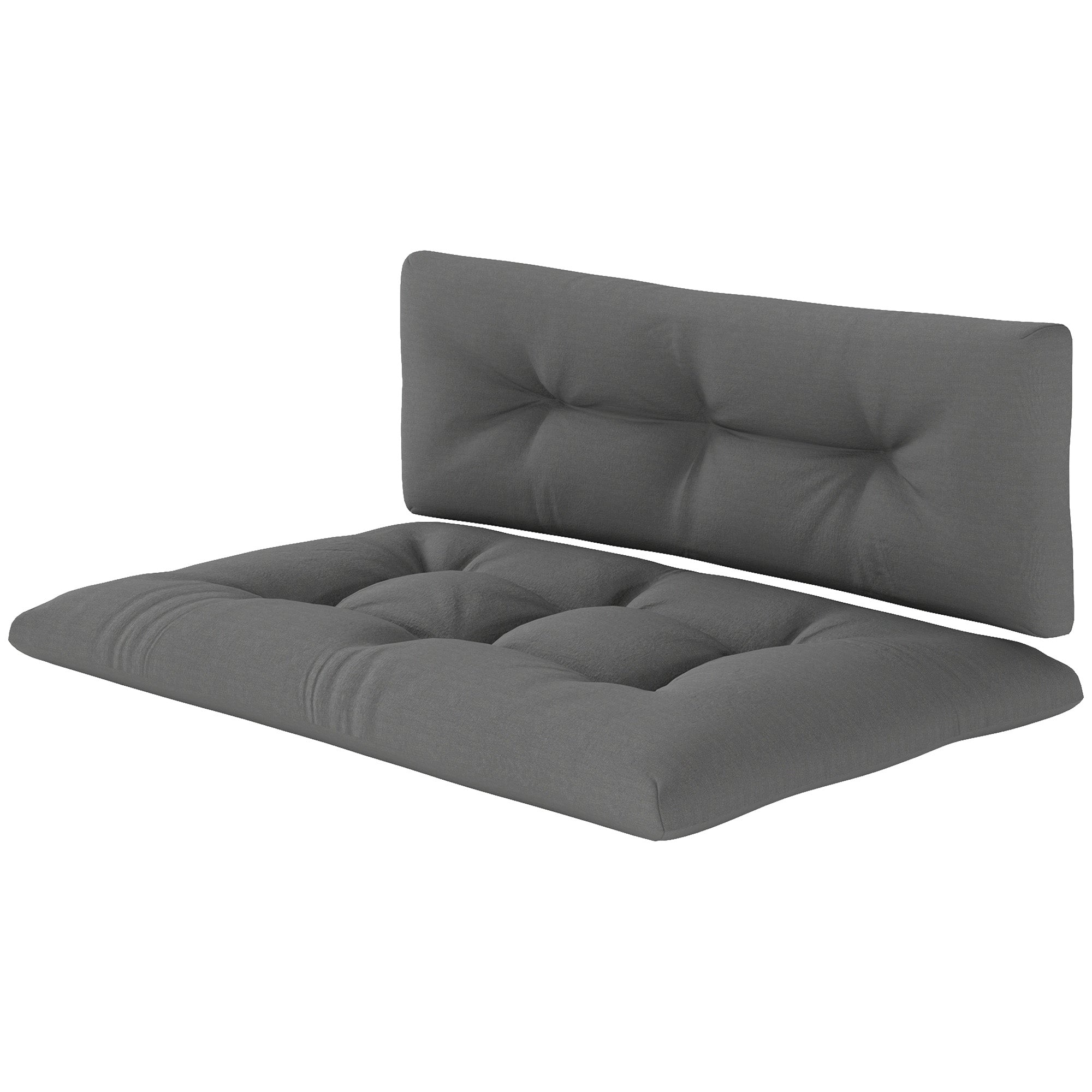 2-Piece Pallet Cushion Set, Outdoor 3.9" Thick Replacement Pallet Sofa Cushions, Tufted Replacement Pads for Garden Patio, Charcoal Grey Patio Chair Cushions Charcaol Grey at Gallery Canada