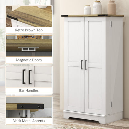 Farmhouse Kitchen Pantry Storage Cabinet, Kitchen Pantry Cabinet with Doors and Adjustable Shelves, Cream White Kitchen Pantry Cabinets   at Gallery Canada