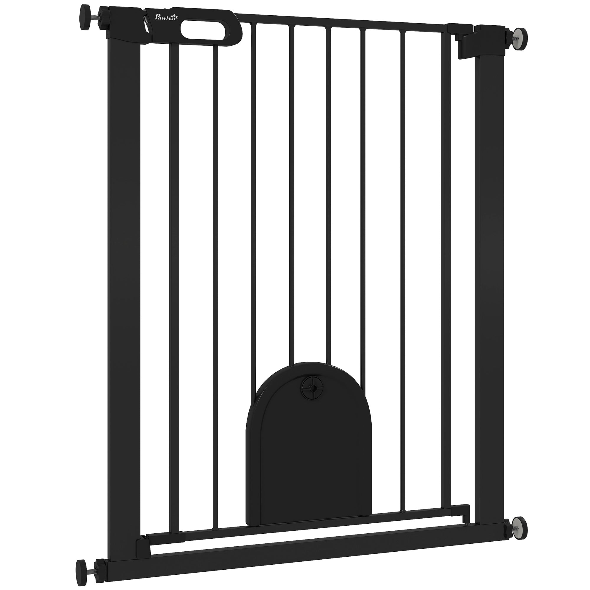 30"-32" Extra Wide Pet Gate Barrier with Small Door, 35"H Dog Gate with Safety Gate Barrier, Stair Pressure Fit, Black Houses, Kennels & Pens Black at Gallery Canada