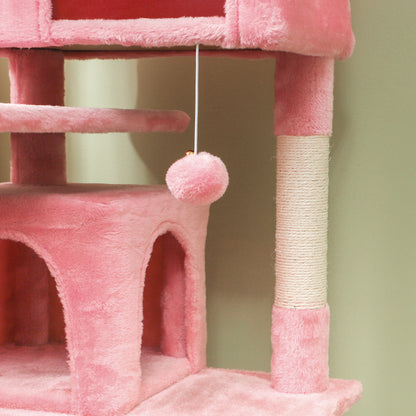 54" Cat Tree, Multi-Level Cat Tower with Scratching Posts, Cat Condos, Bed, Platforms, Ramp, Toy Ball, Pink Cat Towers   at Gallery Canada