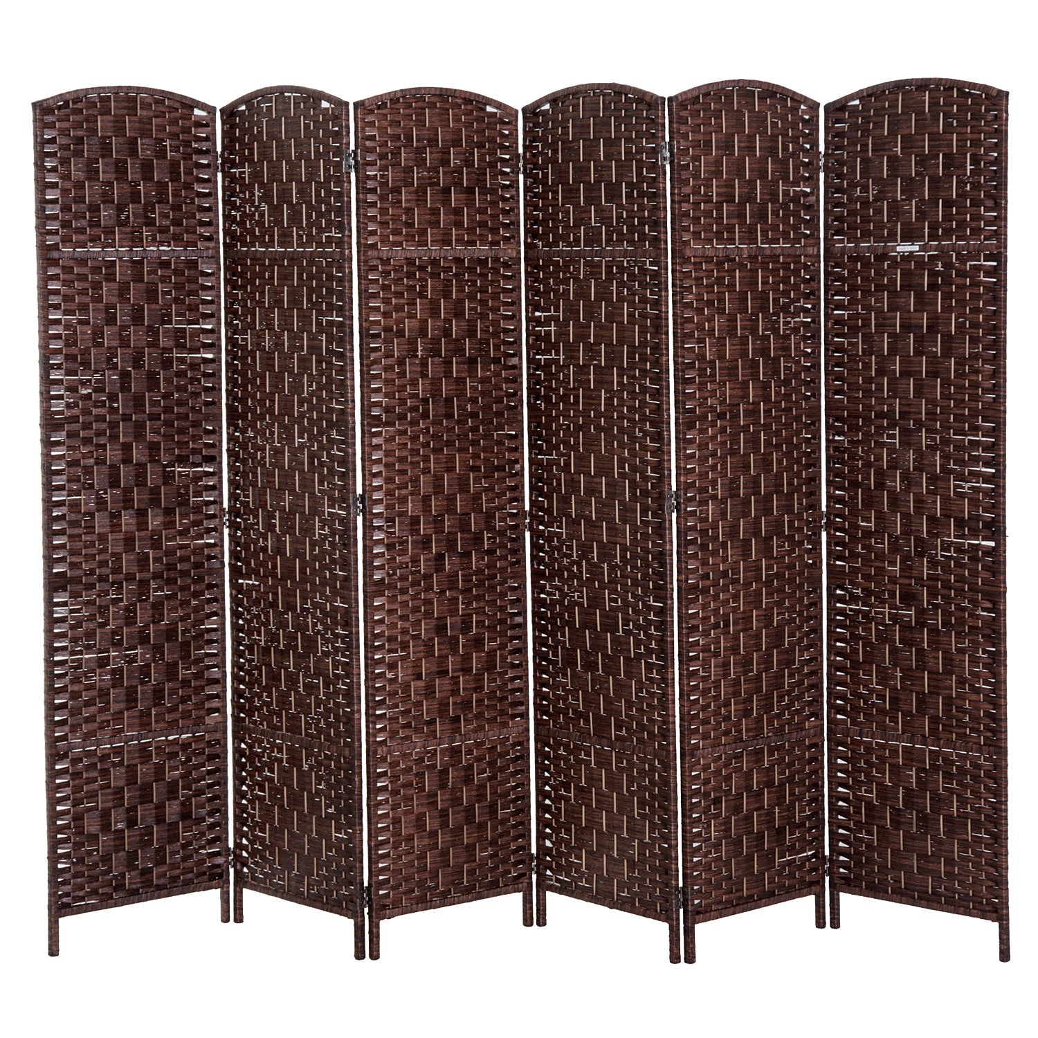 6ft Folding Room Divider, 6 Panel Wall Partition with Wooden Frame for Bedroom, Home Office, Brown Room Dividers Chestnut Brown  at Gallery Canada