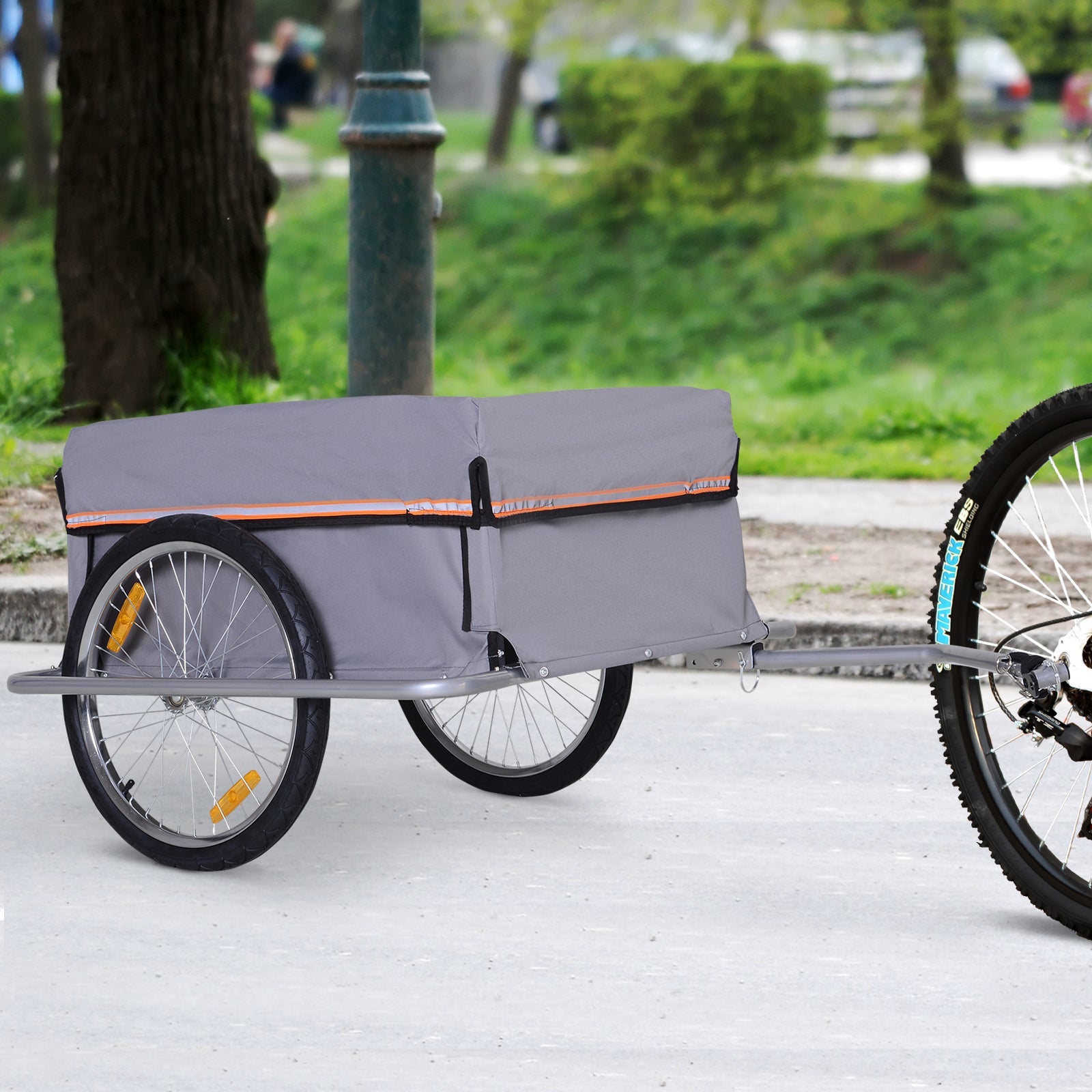 Bicycle Cargo Trailer Cart Carrier Garden Use w/ Quick Release, Cover, Grey Bike Cargo Trailers   at Gallery Canada