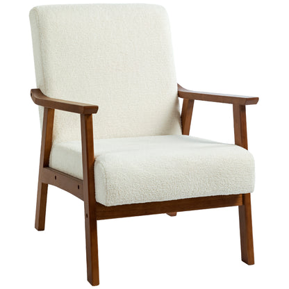 Living Room Chair Boucle Accent Chair for Bedroom with Wide Seat and Thick Padding, White Accent Chairs   at Gallery Canada