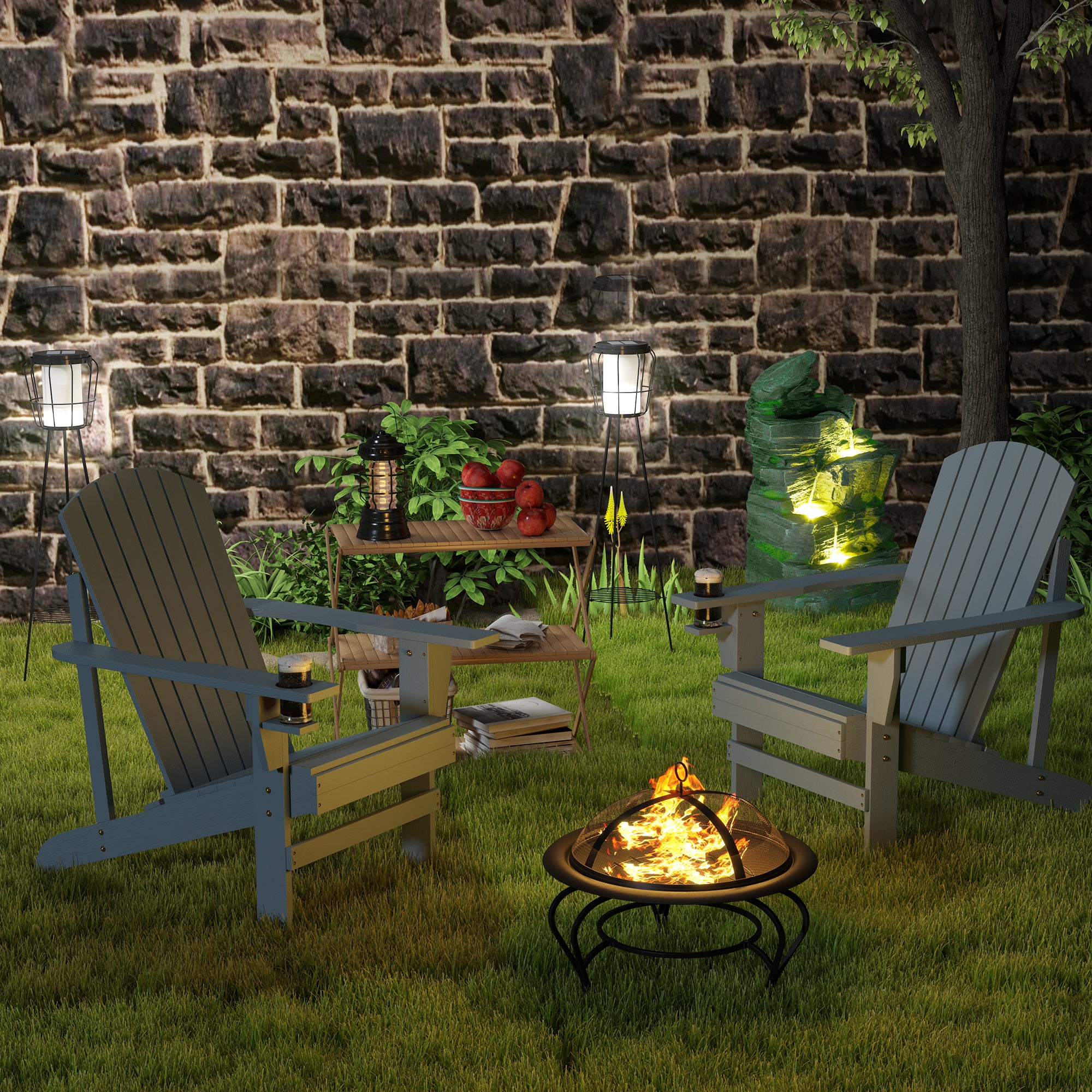 Set of 2 Solar or USB Rechargeable Lamp Set LED Accent Lantern Light with Bottom Shelf for Garden Porch Lawn Solar Post Lamps at Gallery Canada