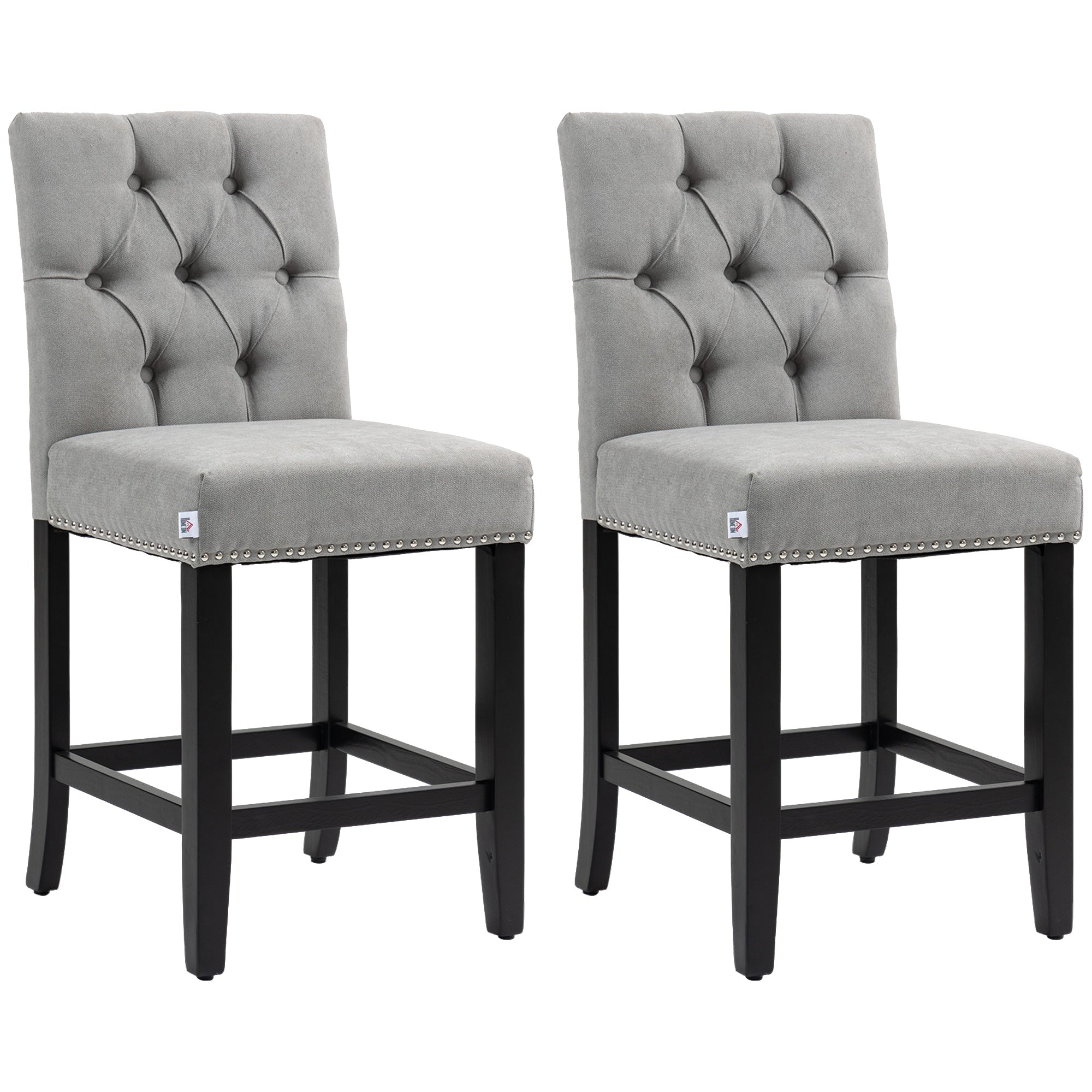 Fabric Bar Stool Set of 2, Tall 25.6