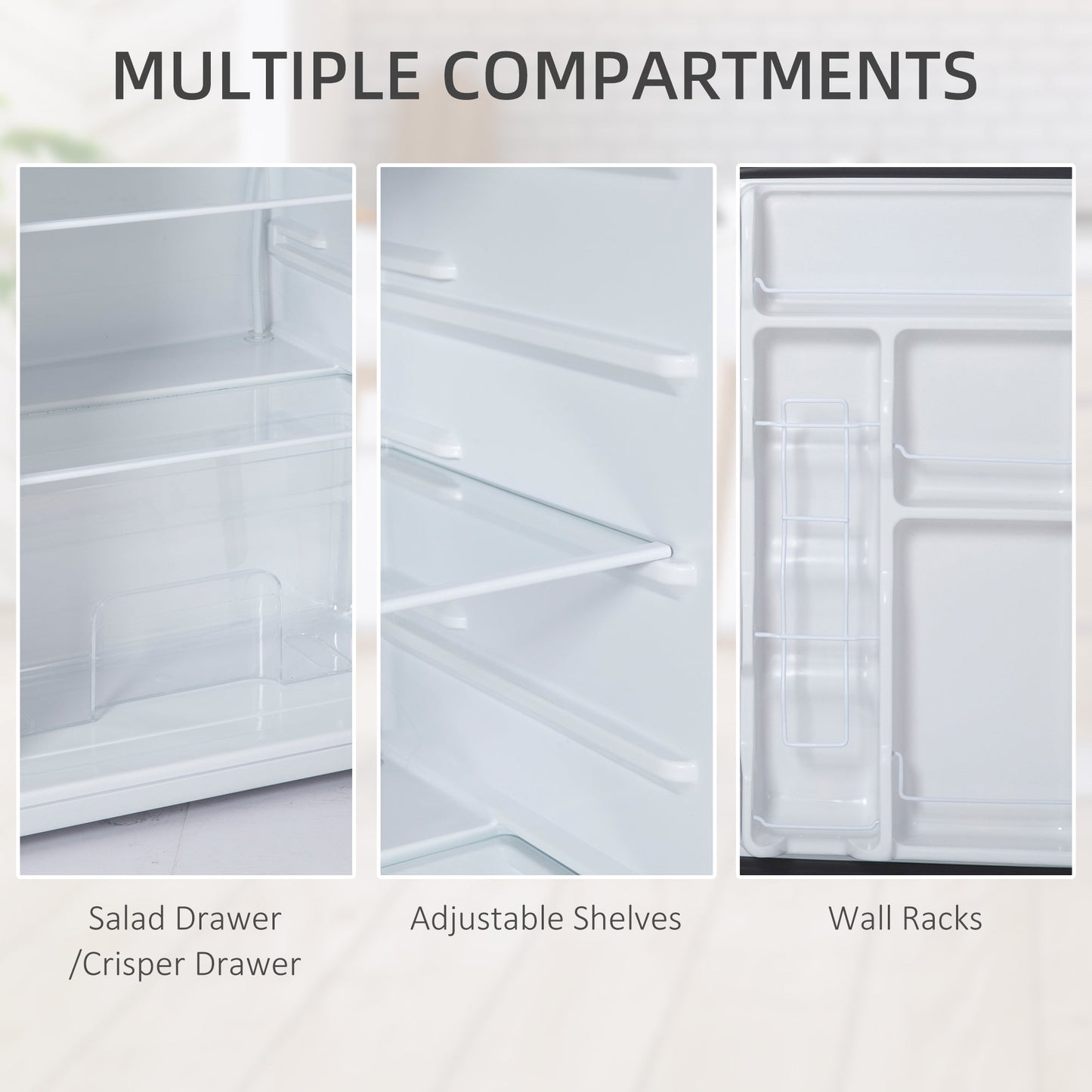 Compact Refrigerator, Mini Fridge with Freezer, Adjustable Shelf, Mechanical Thermostat and Reversible Door, Silver Small Kitchen Appliances   at Gallery Canada