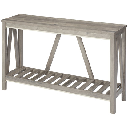 Farmhouse Entryway Table, Rustic Console Table with Storage Shelf for Living Room and Hallway, Distressed Grey Console Tables   at Gallery Canada