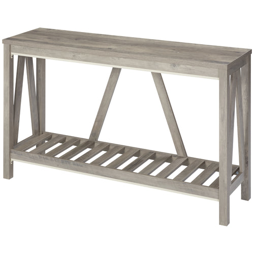 Farmhouse Entryway Table, Rustic Console Table with Storage Shelf for Living Room and Hallway, Distressed Grey