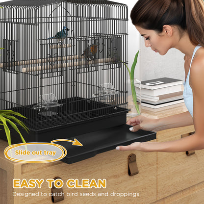 23" Bird Cage, Finches Canaries, Parrot Cage with Doors Perches, 2 Feeder Pet Supplies, Black Bird Cages at Gallery Canada