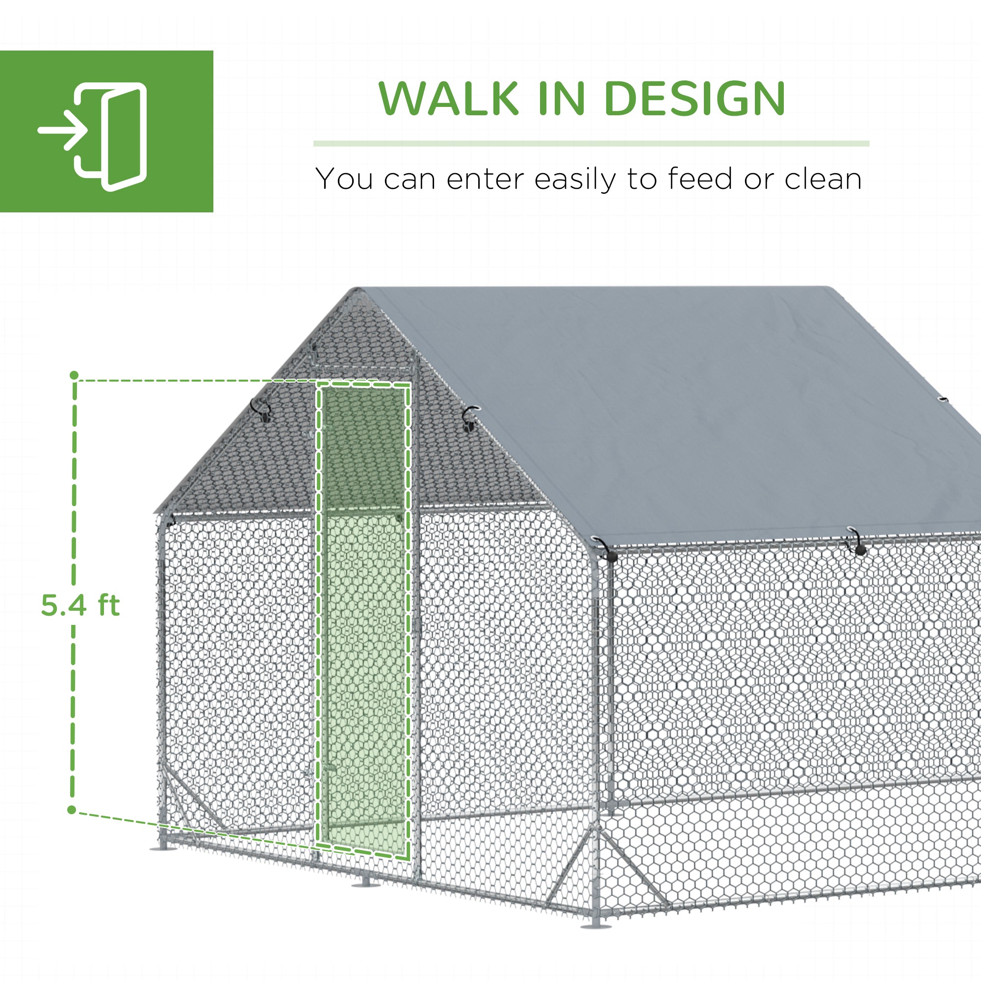 19.7' x 9.8' Metal Chicken Run with Waterproof and Anti-UV Cover Chicken Coops at Gallery Canada
