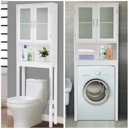 Wooden over the toilet Storage Cabinet with Tower Rack, White - Gallery Canada