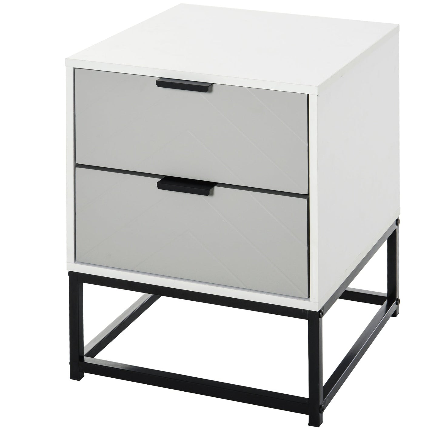 Bedside Table with 2 Drawer Storage Unit, Unique Shape Nightstand with Metal Base for Bedroom Bedside Tables   at Gallery Canada