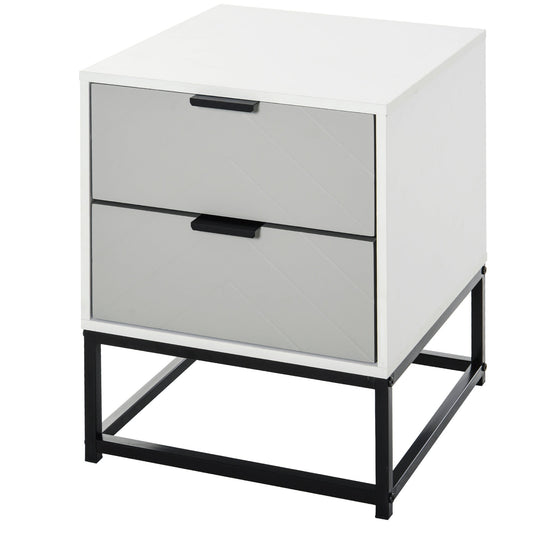 Bedside Table with 2 Drawer Storage Unit, Unique Shape Nightstand with Metal Base for Bedroom Bedside Tables Multi Colour  at Gallery Canada