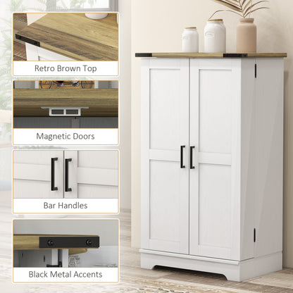 Farmhouse Kitchen Pantry Storage Cabinet, Kitchen Pantry Cabinet with Doors and Adjustable Shelves, Cream White Kitchen Pantry Cabinets   at Gallery Canada