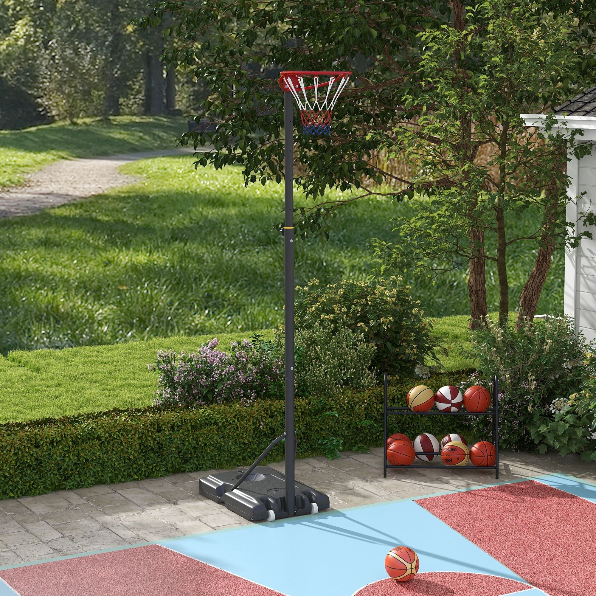 Portable Basketball Hoop, Basketball System, 8-10ft Height Adjustable, with Wheels and Fillable Base Basketball   at Gallery Canada