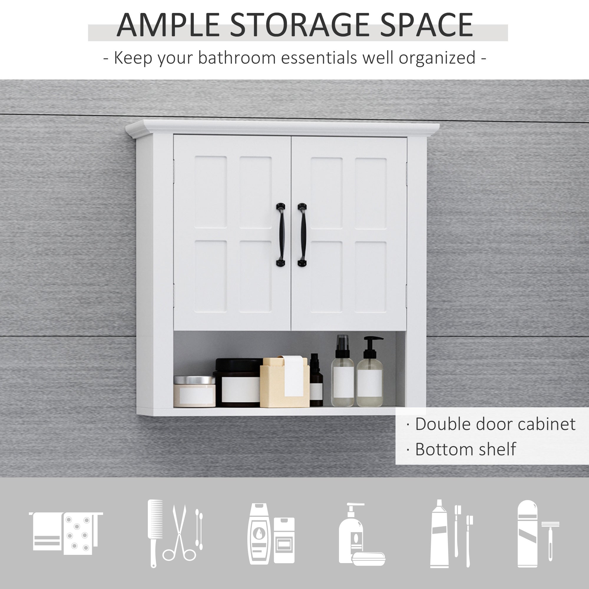 Wall Mount Bathroom Cabinet, Storage Organizer Kitchen Cupboard with 2 Doors and Adjustable Shelf White Wall Mounted Cabinets at Gallery Canada