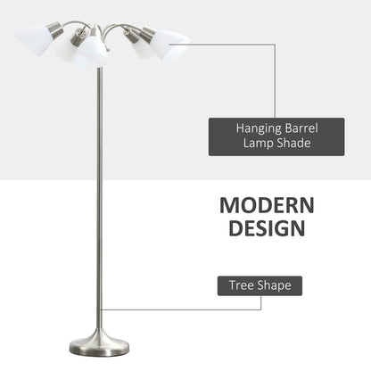 Arc Tree Floor Lamp with 5 Adjustable Rotating Lights, Modern Standing Gooseneck Reading Light for Living Room Bedroom Office, Bronze Floor Lamps & Ceiling Fan Lights   at Gallery Canada