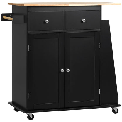 Rolling Kitchen Island Trolley Storage Cart with Rubber Wood Top, 3-Tier Spice Rack, Towel Rack Home Kitchen Carts, Black Kitchen Islands & Kitchen Carts Multi Colour  at Gallery Canada