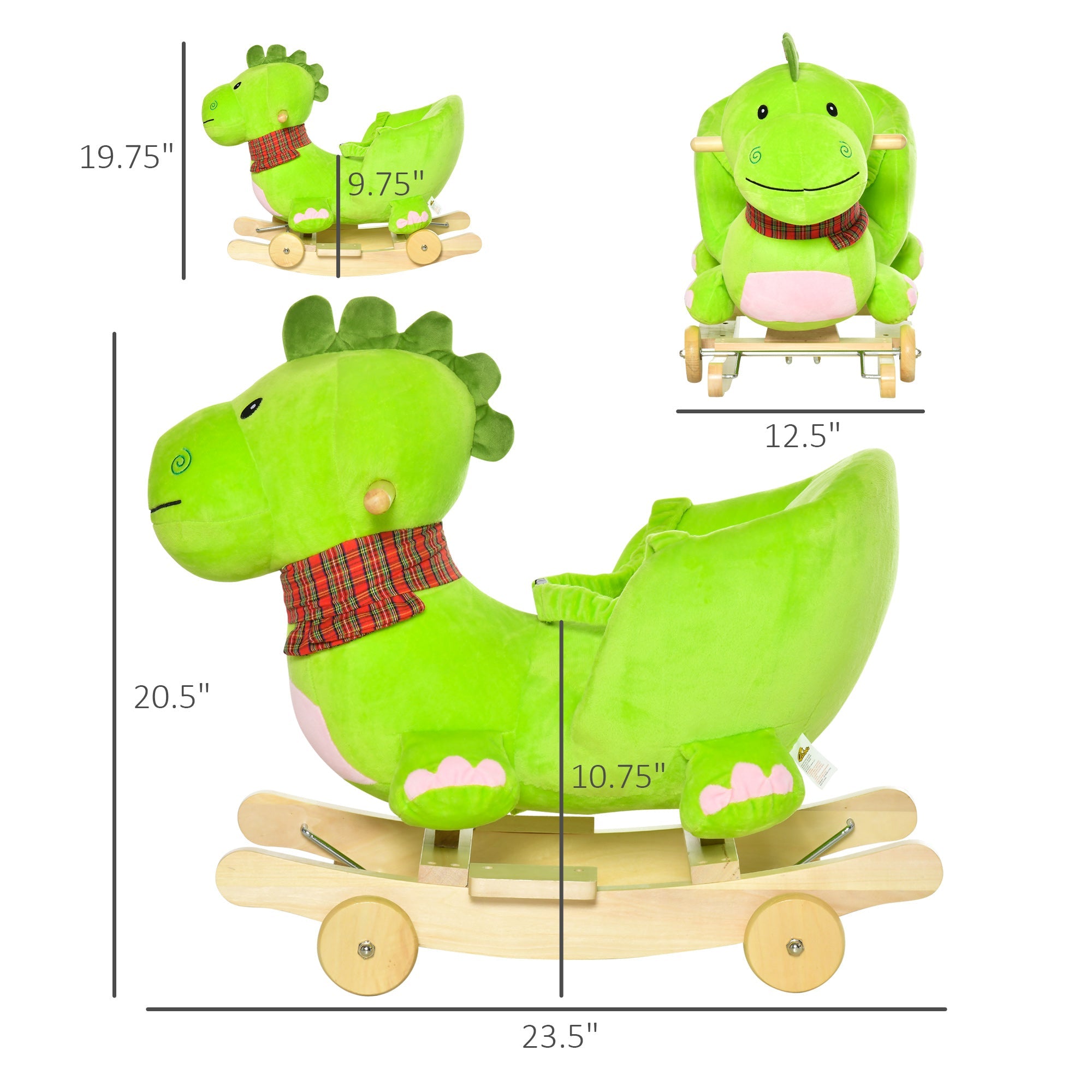 baby rocking horse Kids Interactive 2-in-1 Plush Ride-On Stroller Rocking Dinosaur With Nursery Song Rocking Horse 18+ months Rocking Horses   at Gallery Canada