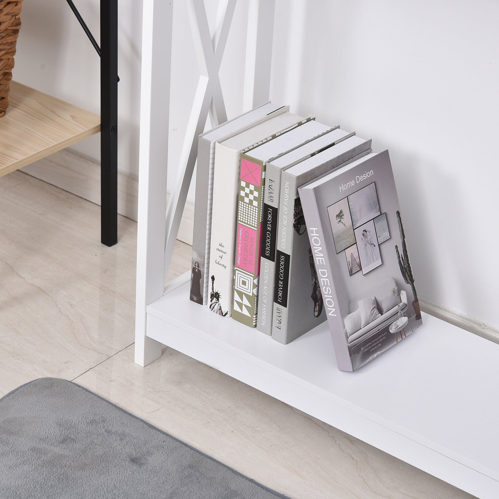 2 Tier X-Design Console Table Sofa Side Table w/Storage Shelf for Living Room Entryway, White Console Tables at Gallery Canada