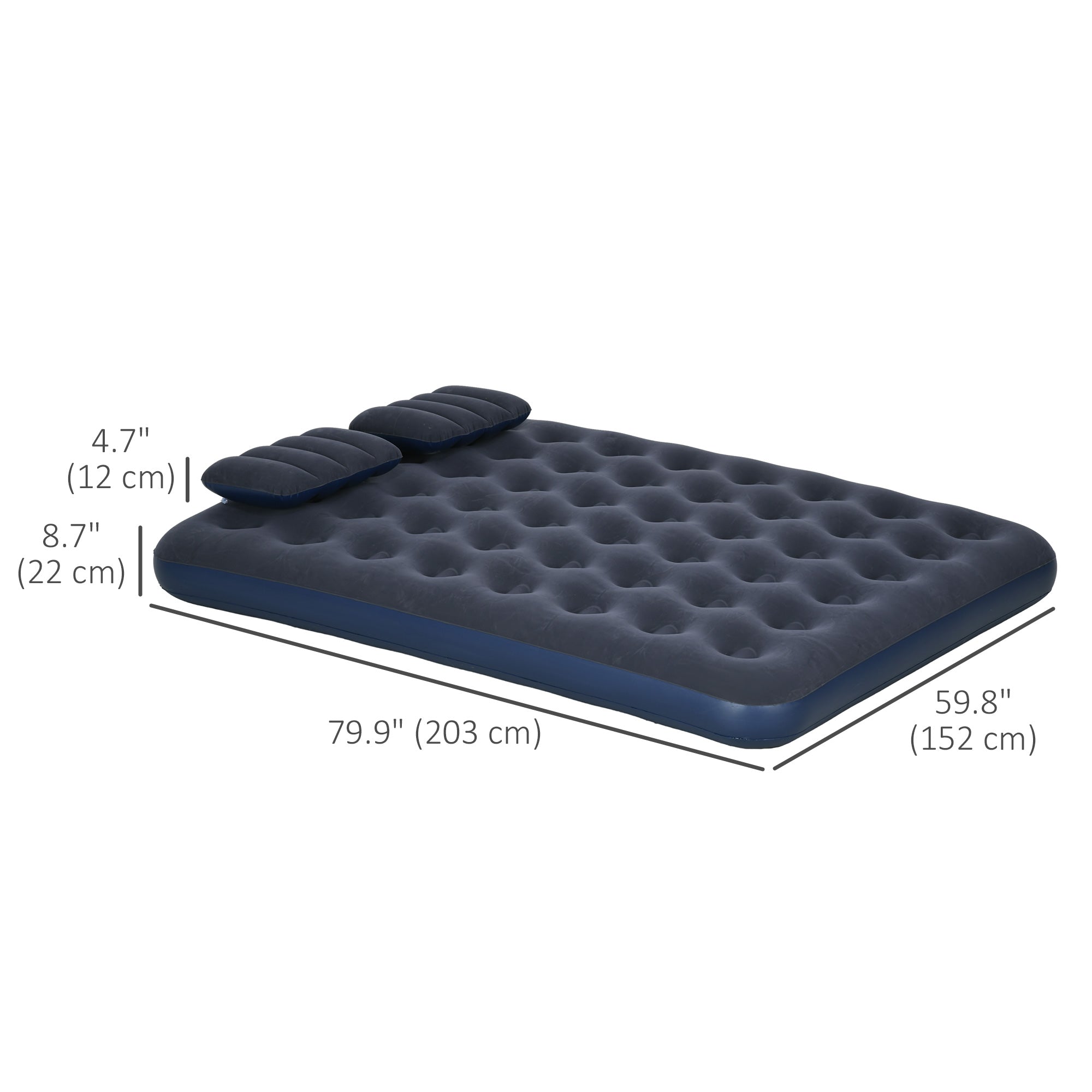 Queen Size Air Mattress Camping Air Bed with 2 Pillows and Hand Pump, Blue Camping Cots at Gallery Canada