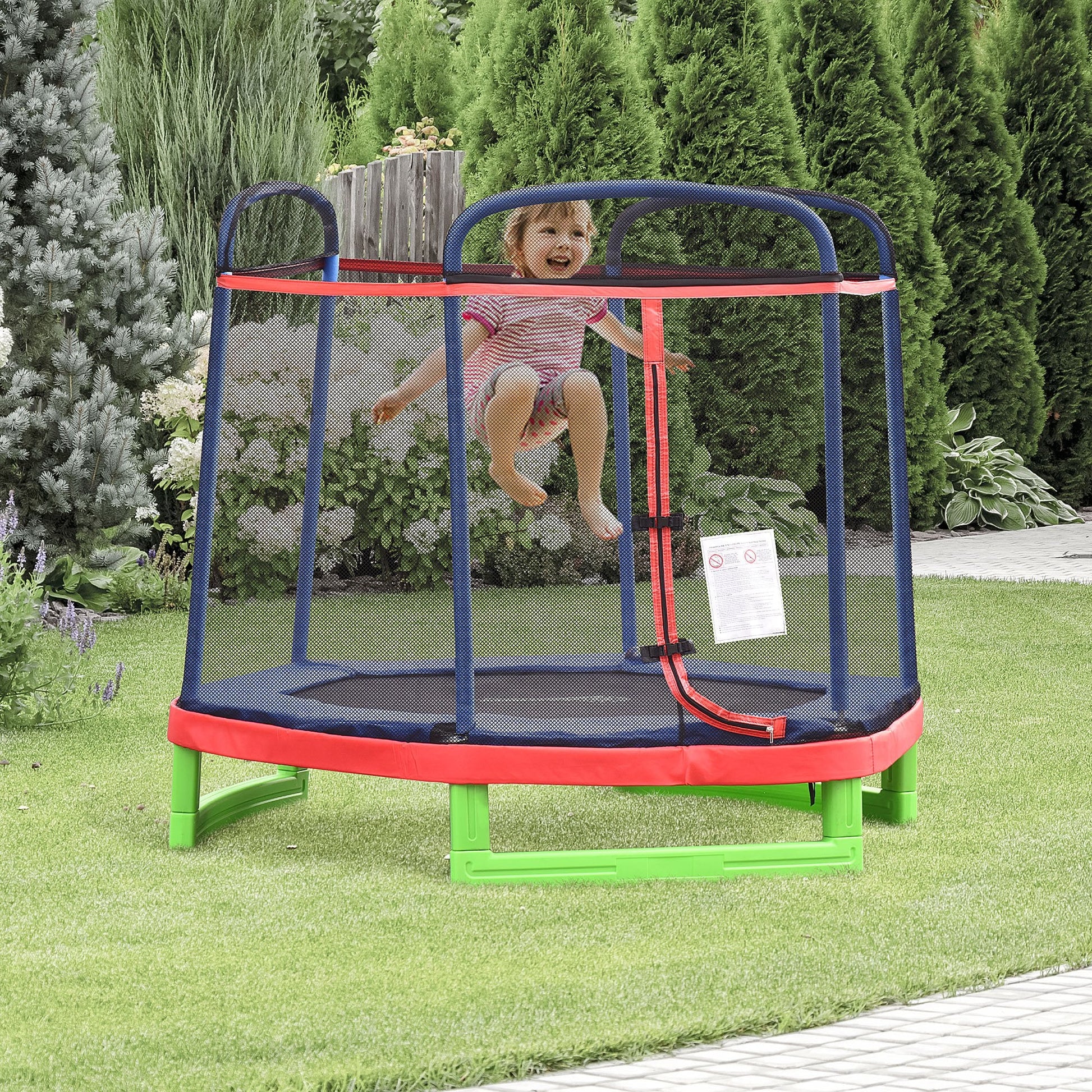 84.75" Kids Trampoline 7 FT Indoor Outdoor Trampolines with Safety Net Enclosure Built-in Zipper Padded Covering, for Boys and Girls, Red Trampolines   at Gallery Canada