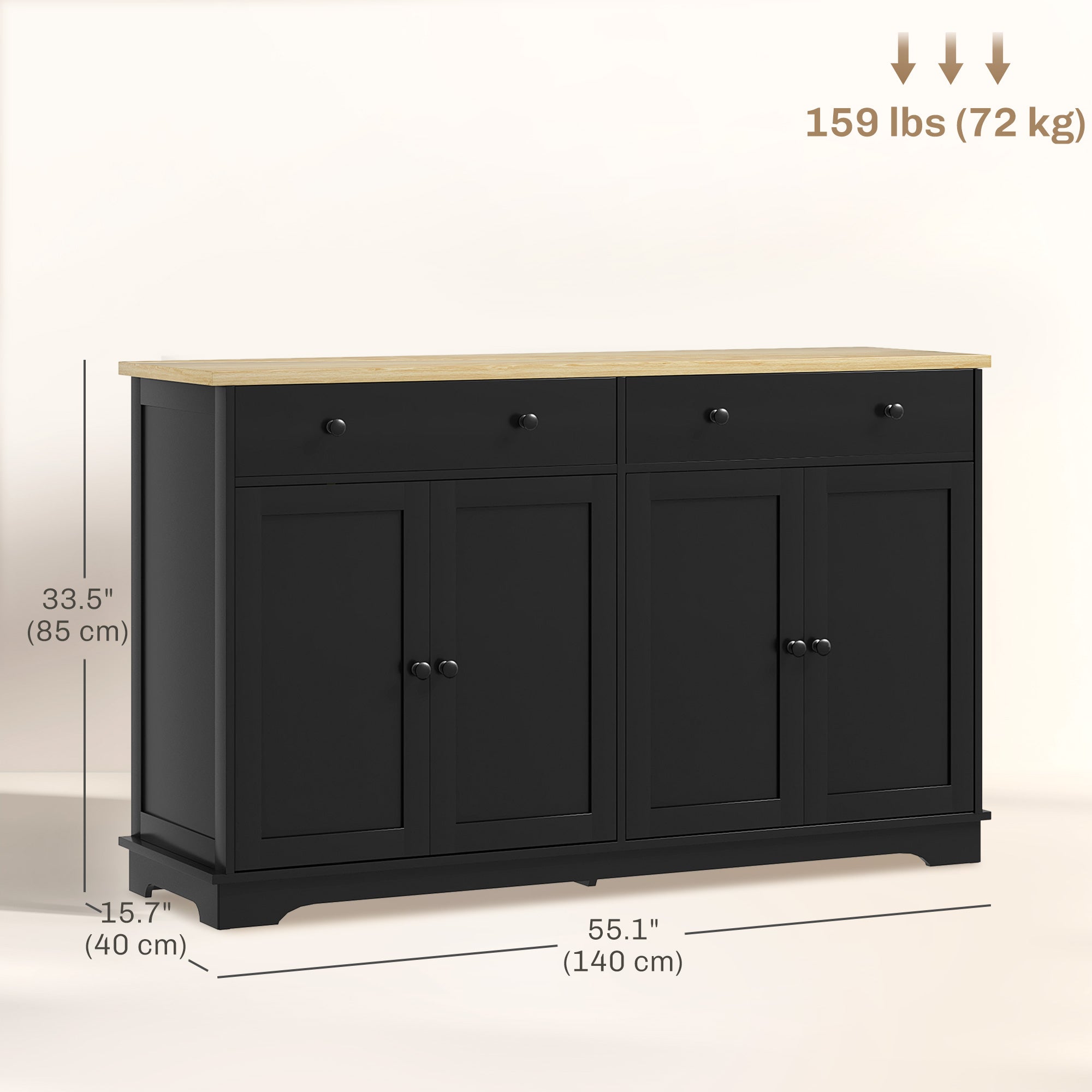 Modern Sideboard, Buffet Cabinet with Storage Drawers, Adjustable Shelves for Living Room, Dining Room, Entryway, Black Storage Cabinets   at Gallery Canada