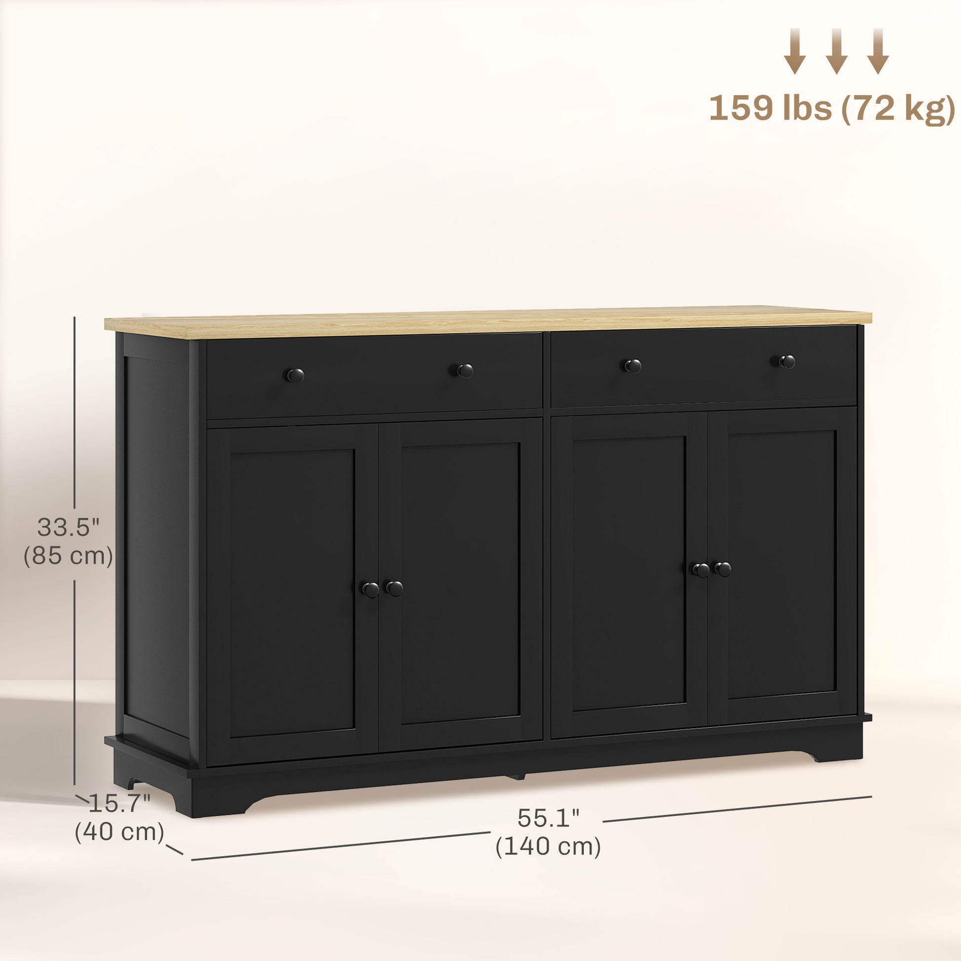 Modern Sideboard, Buffet Cabinet with Storage Drawers, Adjustable Shelves for Living Room, Dining Room, Entryway, Black Storage Cabinets   at Gallery Canada