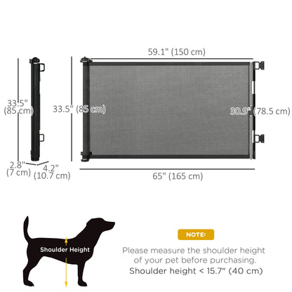 Retractable Pet Gate w/ Single Hand Operation, for Stairs, Doorways, Hallways - Black Houses, Kennels & Pens   at Gallery Canada