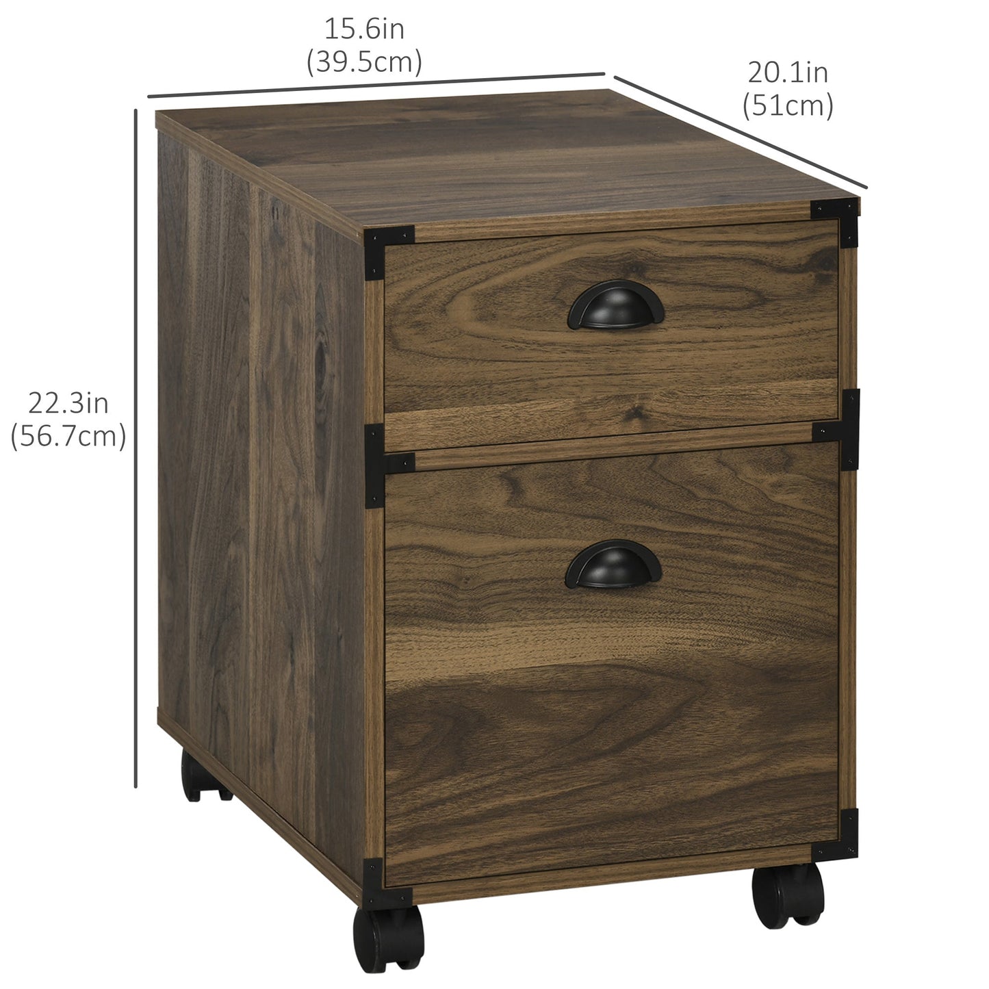 Veritcal File Cabinet with Hanging Bars for Letter and A4 Size for Home Office, 15.6"x20.1"x22.3", Brown Office Cabinets & Cupboards   at Gallery Canada