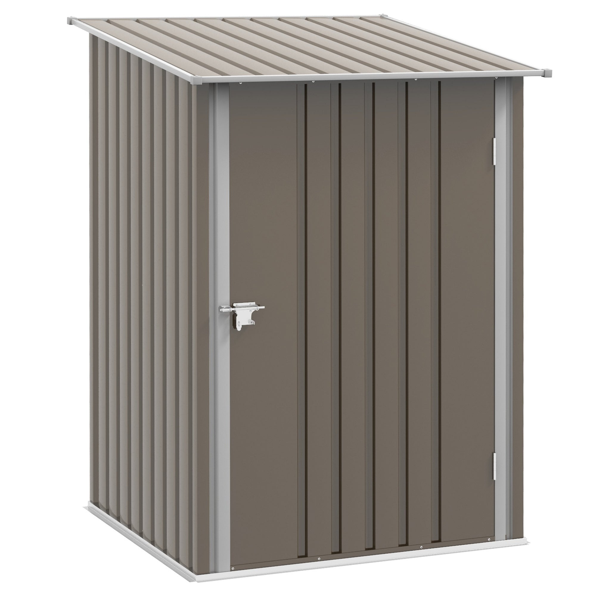 3.3' x 3.4' Lean-to Outdoor Garden Storage Shed, Galvanized Steel with Lockable Door for Patio Brown and White Sheds   at Gallery Canada