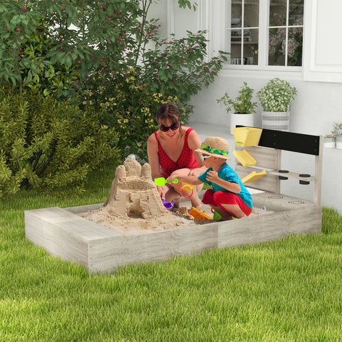 Wooden Kids Sandbox with Liner, Kitchen Design for Garden, Backyard