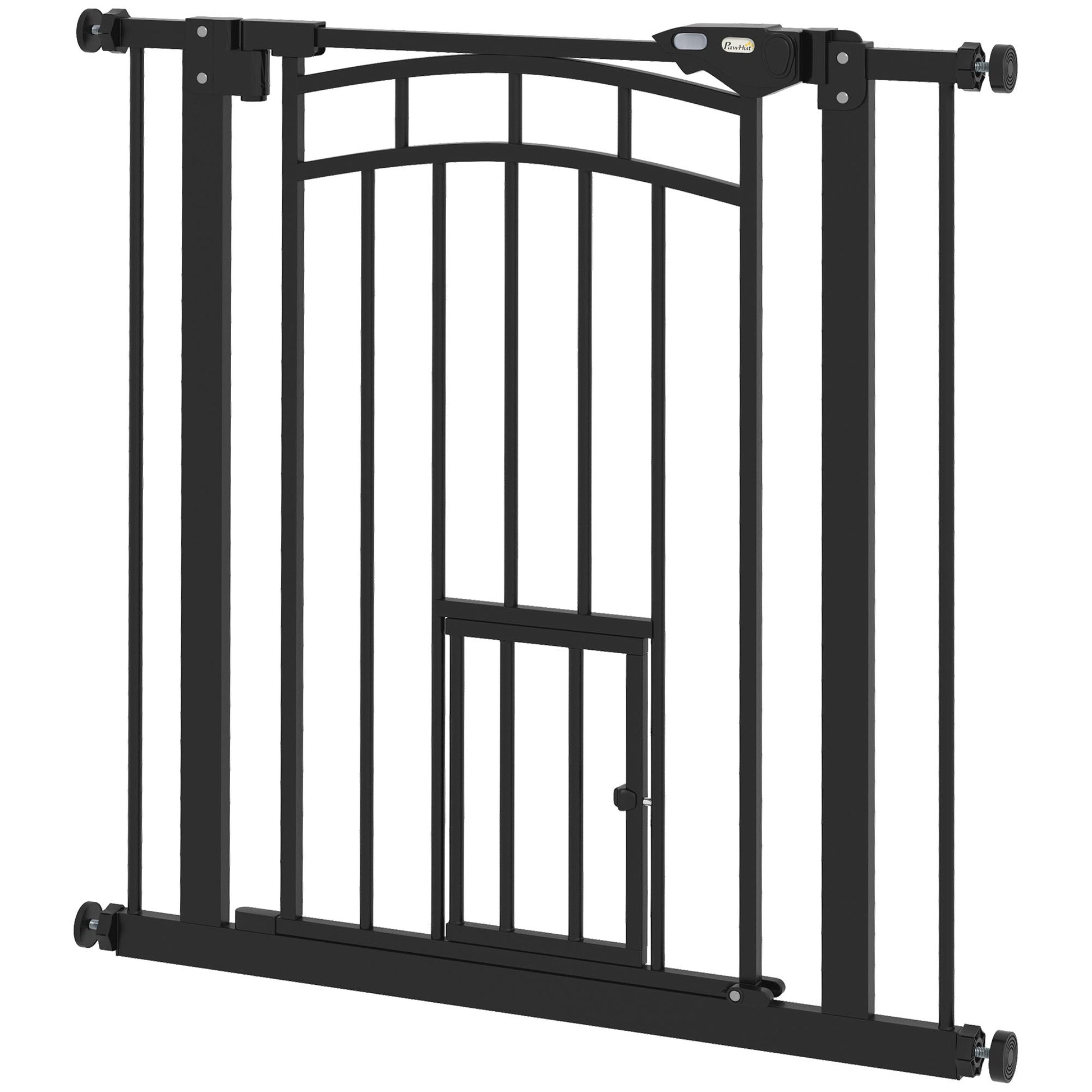 Auto-Close Pet Gate, Stair Gate with Cat Door, Double Locking for Doorways Hallways Stairs, Fits 29"-31.5" Wide, Black Houses, Kennels & Pens Black  at Gallery Canada