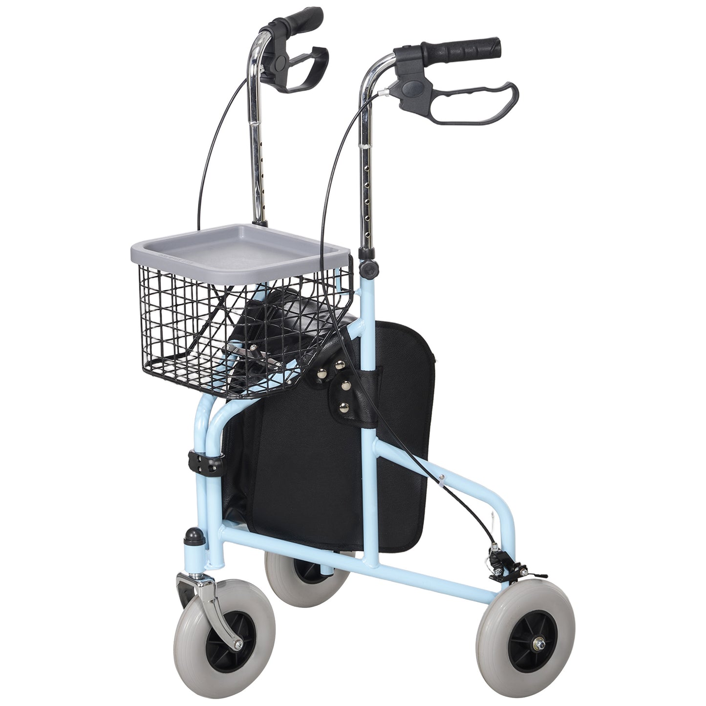 Upright Walker Up Rollator, Rolling Walker with Wheels, Storage Bag, Tray, Adjustable Handle Height, Blue Knee Walker & Wheelchair Ramps   at Gallery Canada