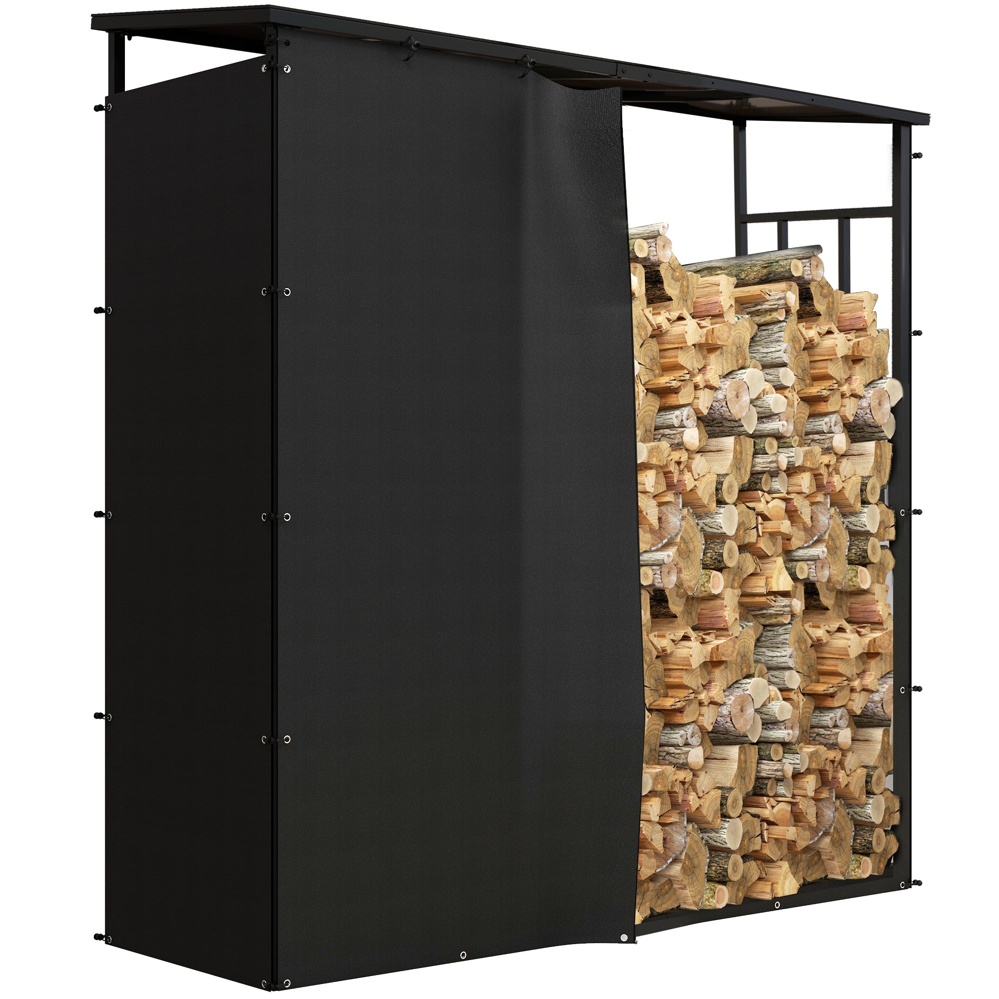 6ft Outdoor Firewood Rack with Cover and Polycarbonate Roof, 4400 lbs Load Wood Storage Holder, Outdoor Log Rack Firewood Racks at Gallery Canada