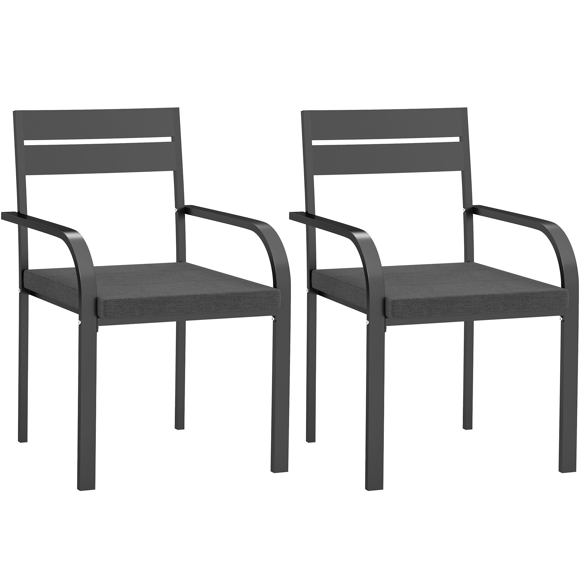 2 Piece Outdoor Dining Chairs with Aluminum Frame, Soft Cushion, for Deck, Garden, Balcony, Poolside, Grey Bistro Sets at Gallery Canada