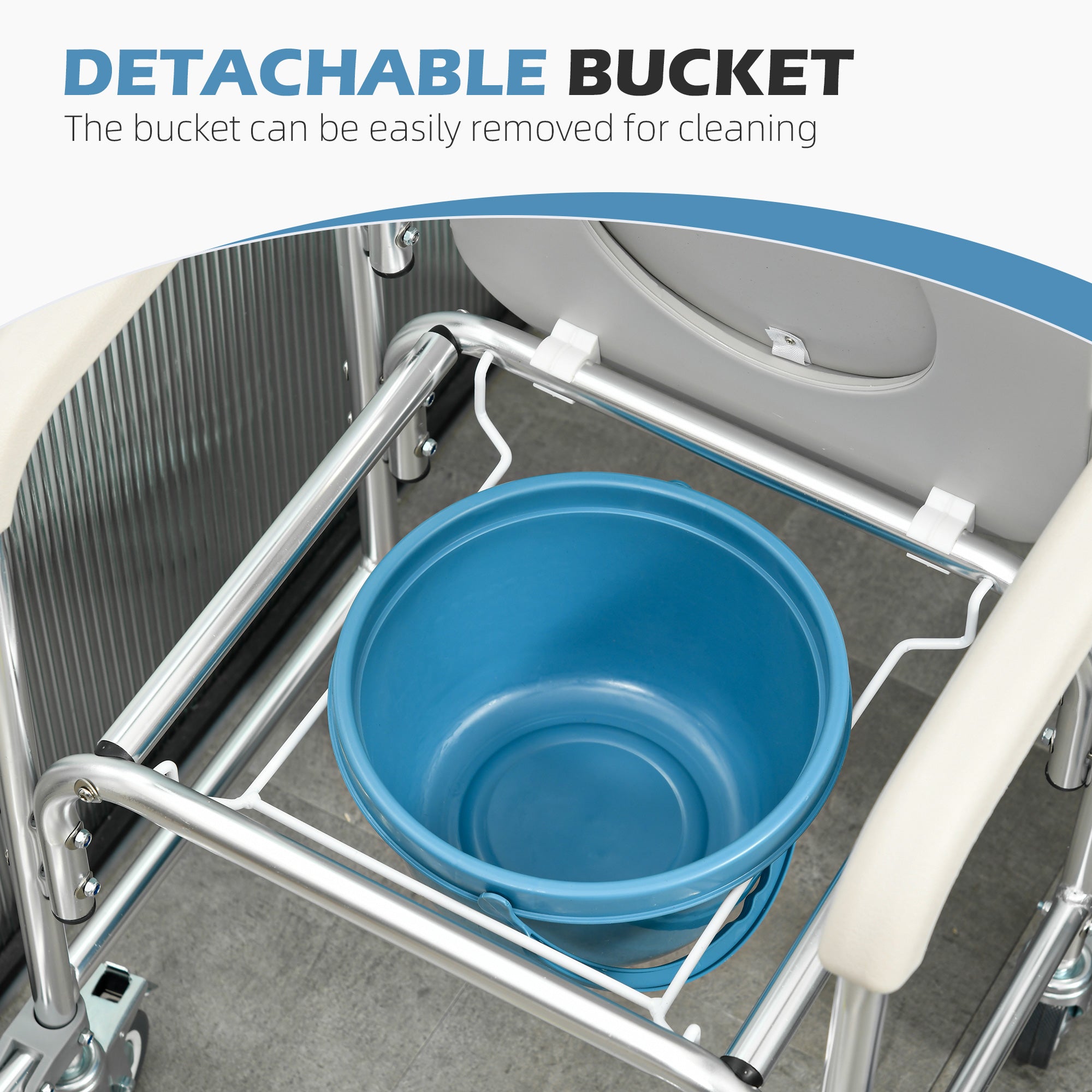 3-in-1 Shower Commode Wheelchair, Transport Beside Commode Chair with Padded Seat for the Elder, Disabled Bath Chairs at Gallery Canada
