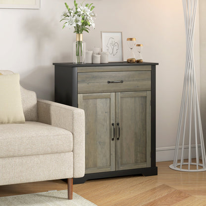 Sideboard Buffet Cabinet, Storage Cabinet with Drawer, Double Doors and Adjustable Shelf, Black Storage Cabinets   at Gallery Canada