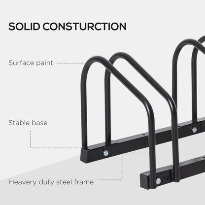 6-Bike Bicycle Floor Parking Rack Cycling Storage Stand Ground Mount Garage Organizer for Indoor and Outdoor Use Black Bike Parking Stands   at Gallery Canada