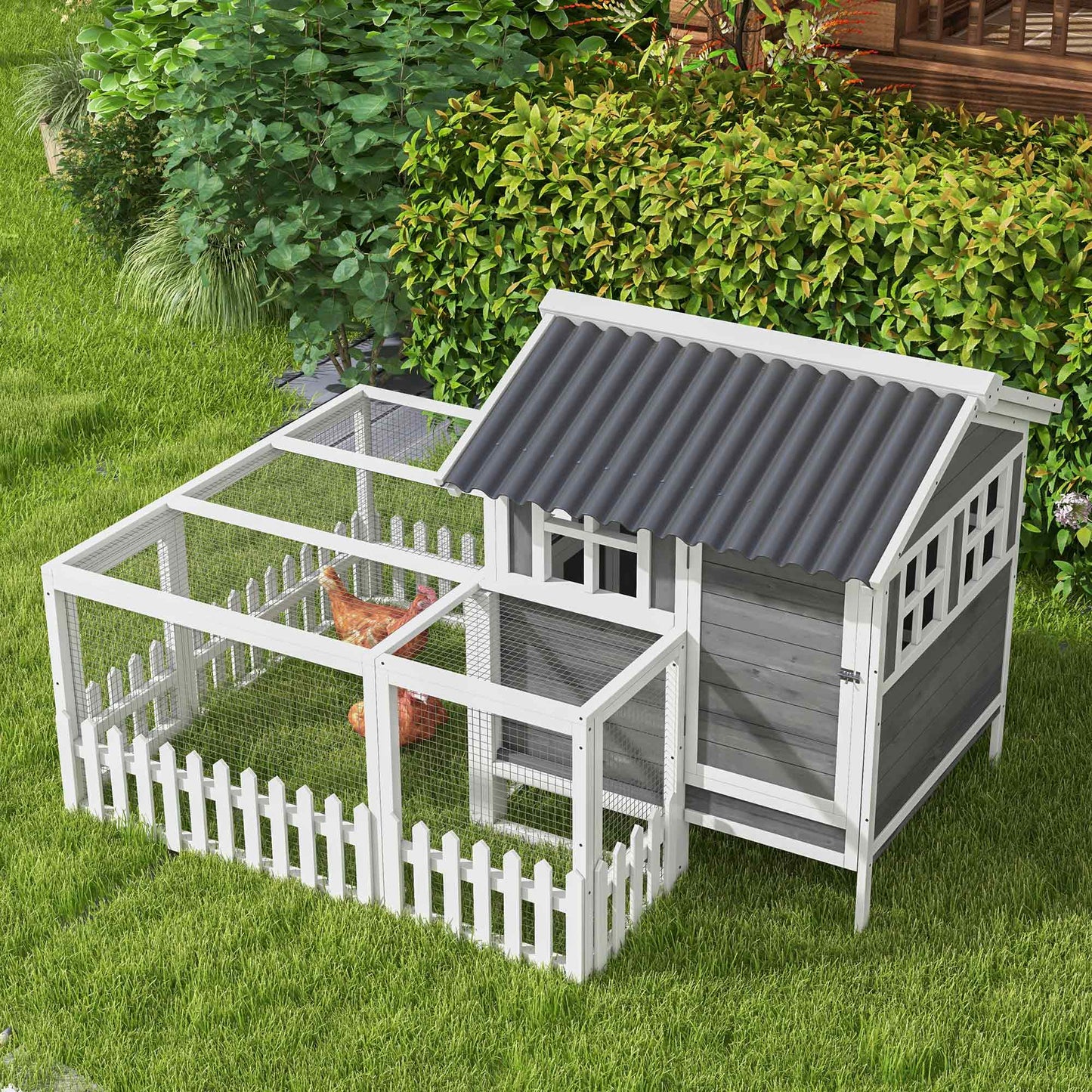 Wooden Chicken Coop with Run for 3-4 Chicken, Bunnies, Ducks - Gallery Canada