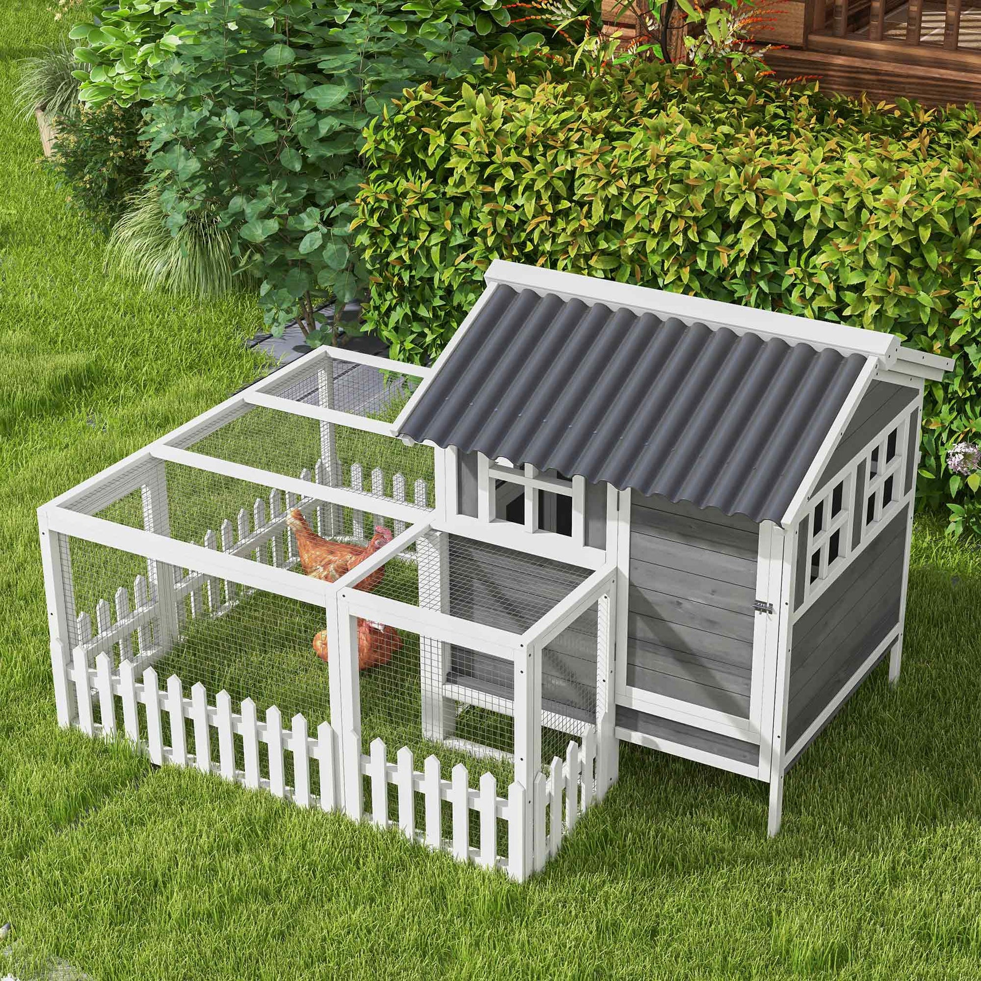 Wooden Chicken Coop with Run for 3-4 Chicken, Bunnies, Ducks - Gallery Canada